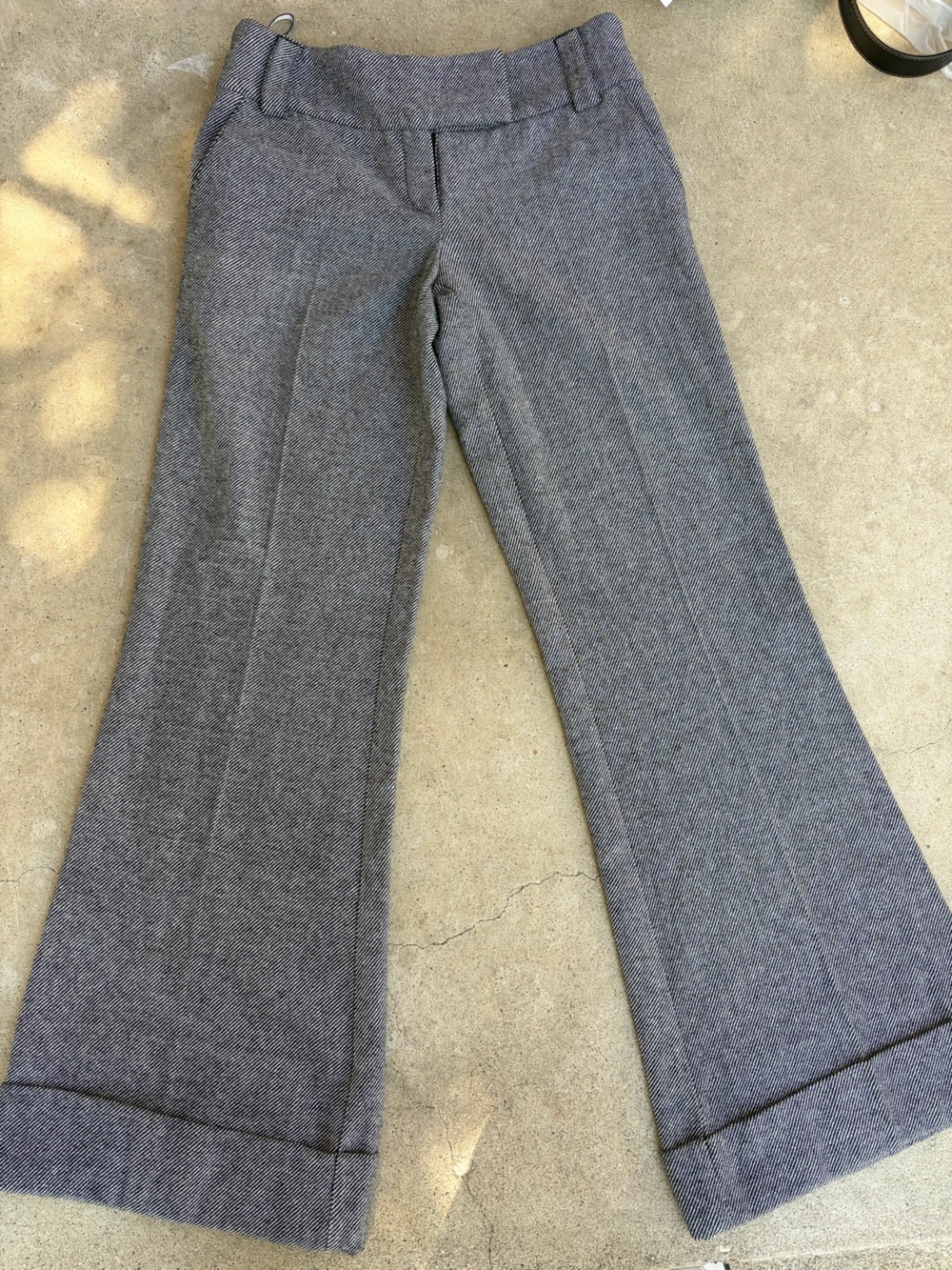 Topshop Gray Herringbone Flared Trousers
